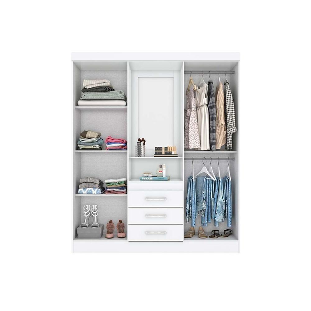 Guarda Roupa Casal 4 Portas E 3 Gavetas C- 1 Espelho Briz B24 Nature-cinza - Henn - 4