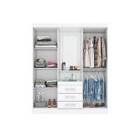 Guarda Roupa Casal 4 Portas E 3 Gavetas C- 1 Espelho Briz B24 Nature-cinza - Henn