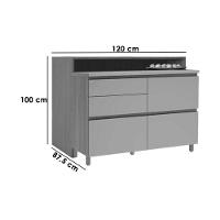 Balcão De Cozinha Modulado Rainha Com 1 Porta E 4 Gavetas 120cm Freijó - 10