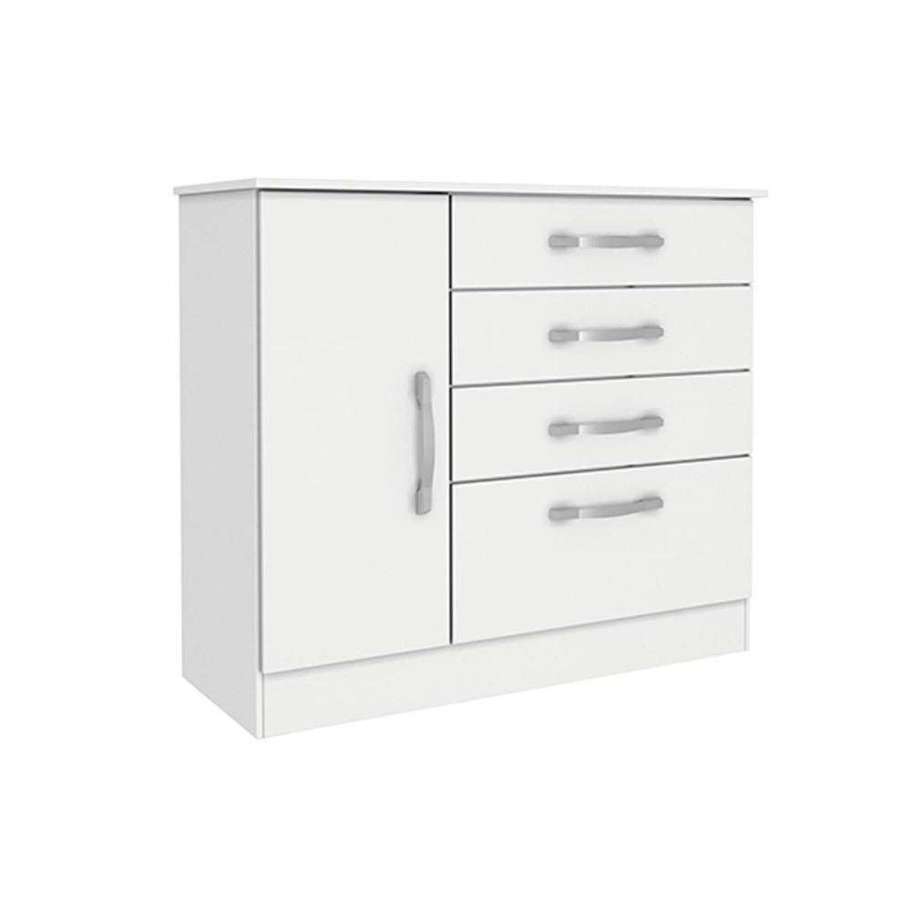 Cômoda Solteiro Chicago C- 1 Porta E 4 Gavetas Branco-neve - Tcil Móveis - 1