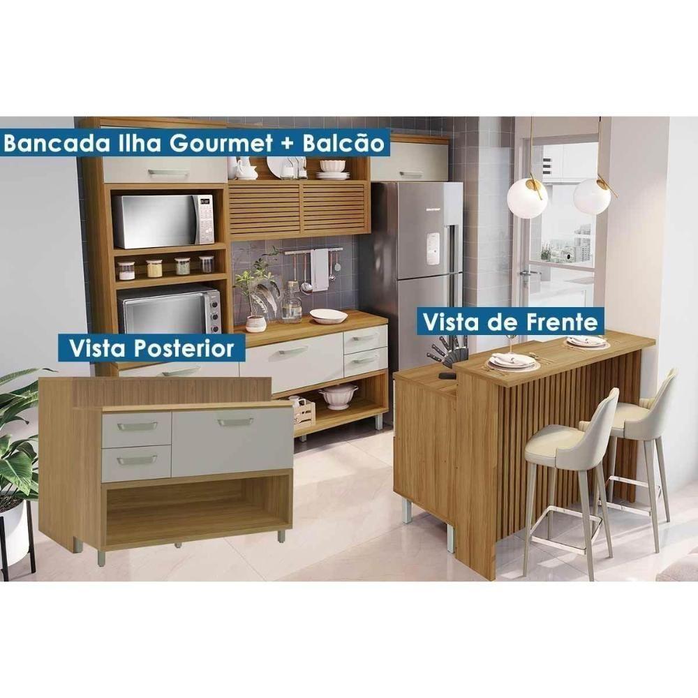 Balcão De Cozinha Modulado Princesa Com 1 Porta E 2 Gavetas 120cm Freijó Off White - 7