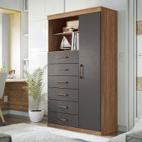 Cômoda Alta 1 Porta 6 Gavetas Marbella Jatobá Grafite - 2