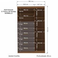 Cômoda Alta 1 Porta 6 Gavetas Marbella Jatobá Grafite - 5