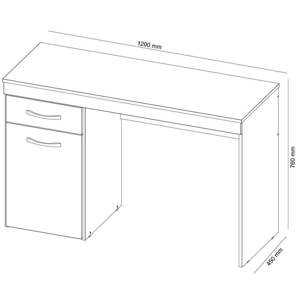 Mesa Para Computador Escrivaninha 1 Gaveta 1 Porta Glória Amêndola Touch - 3