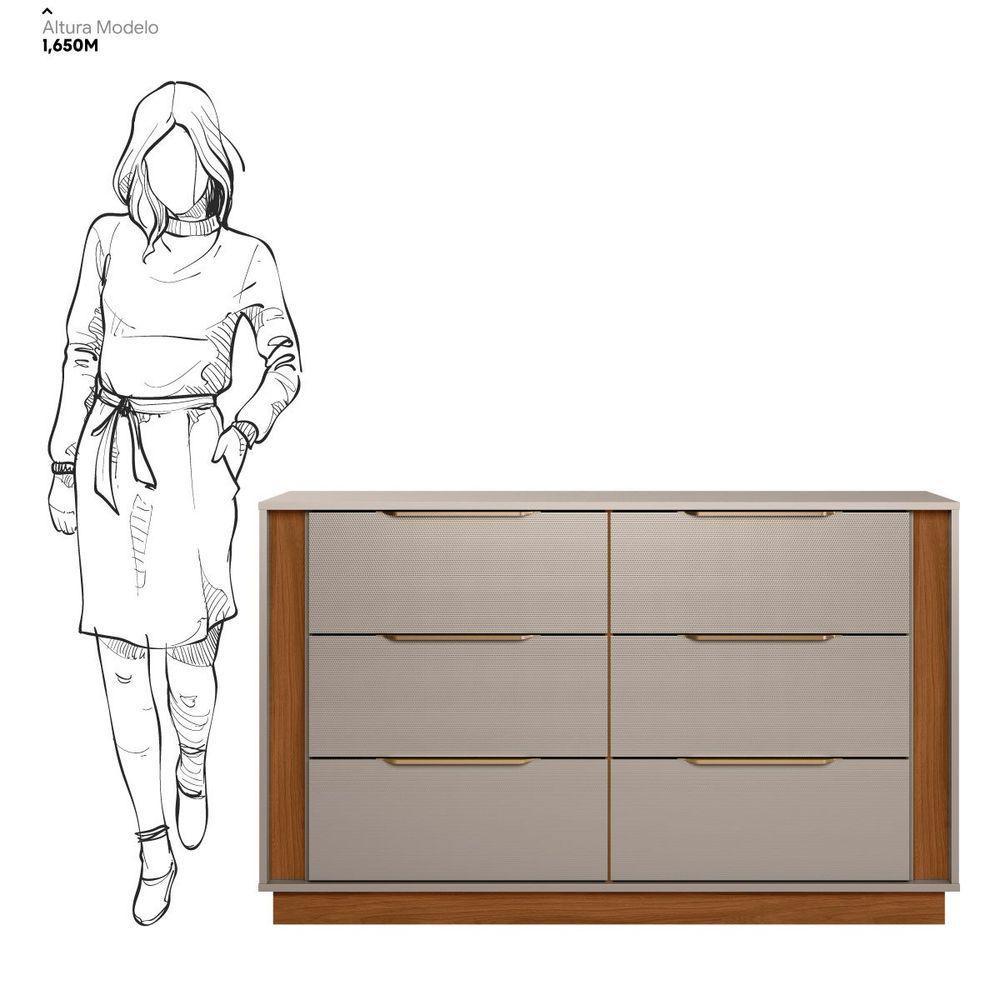 Cômoda Grande Com 6 Gavetas Giane Nogueira Nude - 5