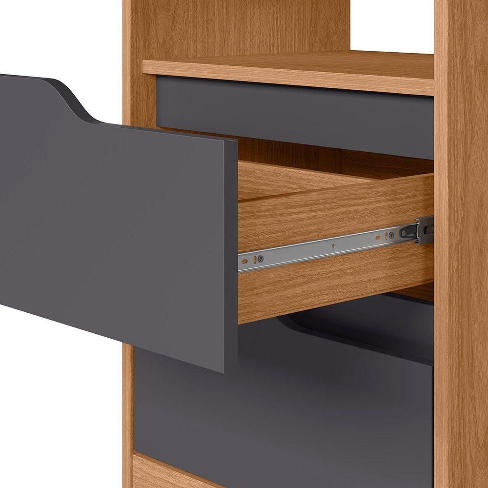 Kit 2 Mesas de Cabeceira 2 Gavetas Sara Flex Freijó Titanium - 5