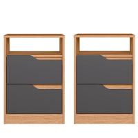 Kit 2 Mesas de Cabeceira 2 Gavetas Sara Flex Freijó Titanium - 1