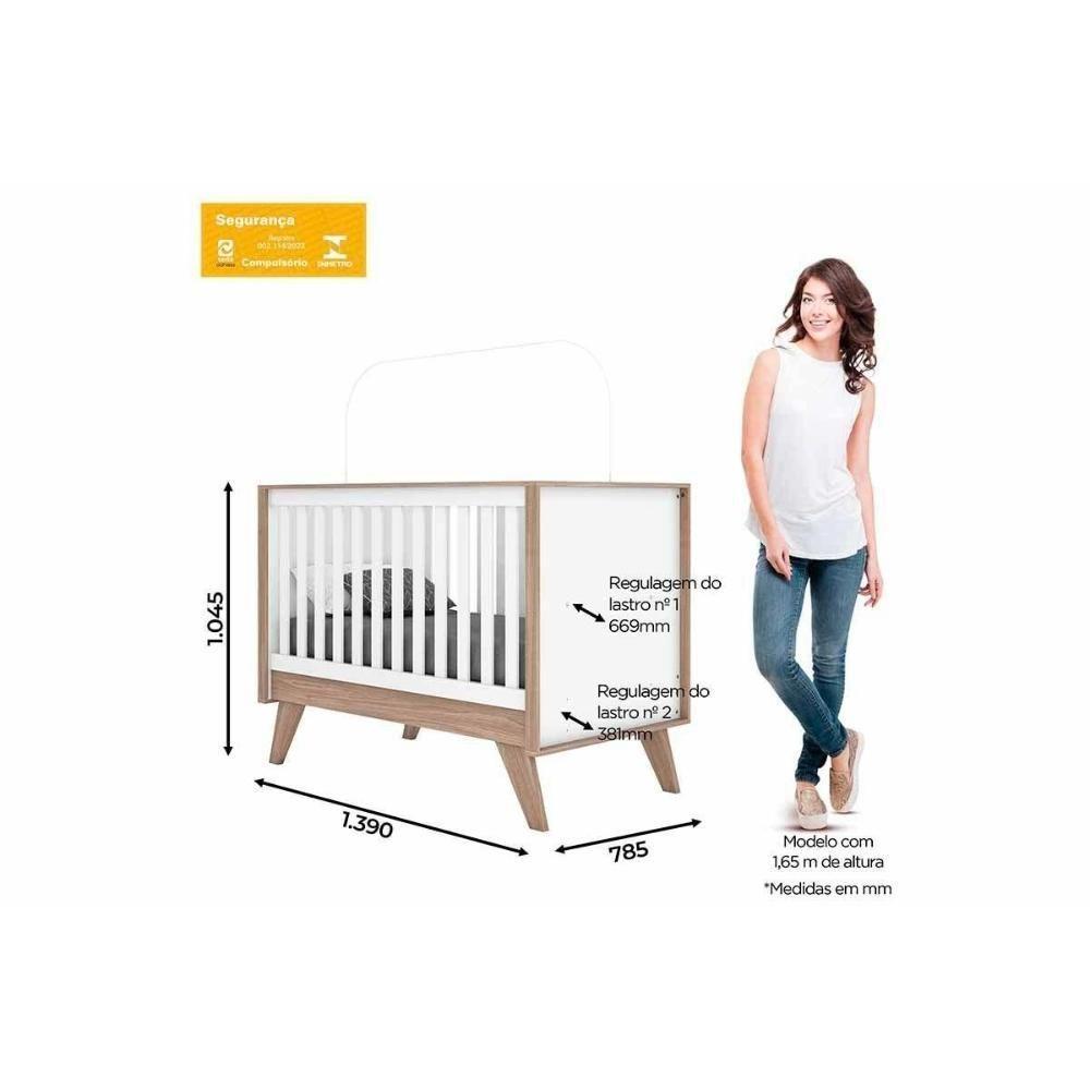 Quarto De Bebê Completo Confete 2 Peças (1 Cômoda + 1 Berço) Qi65 Branco-jequitiba - Henn - 3