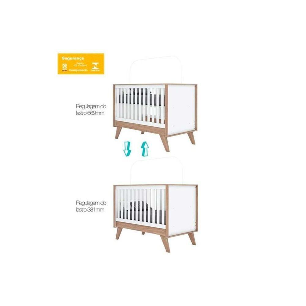 Quarto De Bebê Completo Confete 2 Peças (1 Cômoda + 1 Berço) Qi65 Branco-jequitiba - Henn - 10