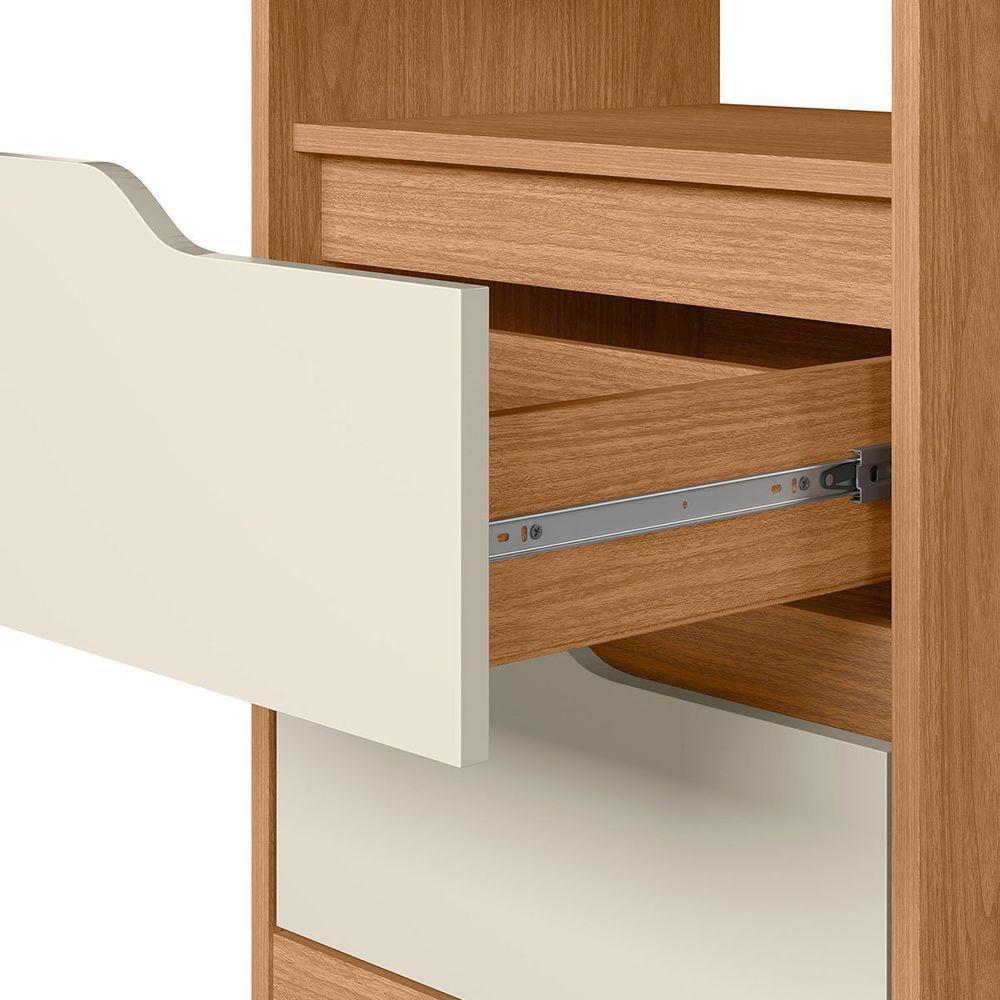 Kit 2 Mesas de Cabeceira 2 Gavetas Sara Flex Freijo Off White - 3