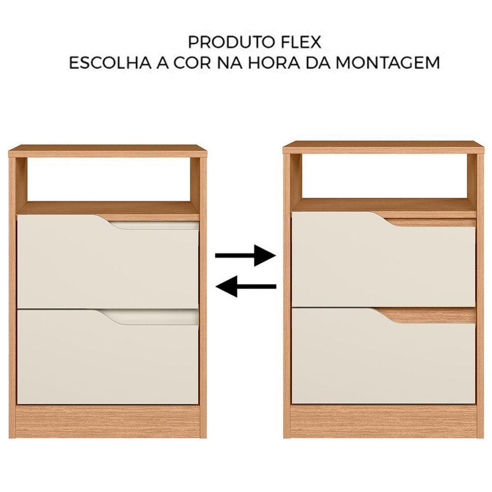 Kit 2 Mesas de Cabeceira 2 Gavetas Sara Flex Freijo Off White - 4