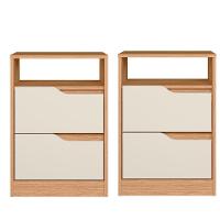 Kit 2 Mesas de Cabeceira 2 Gavetas Sara Flex Freijo Off White - 1