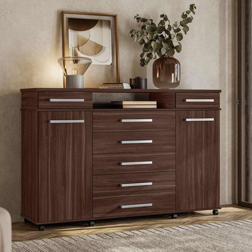 Cômoda Sapateira 2 Portas 7 Gavetas Com Rodízios River Café Touch - 5