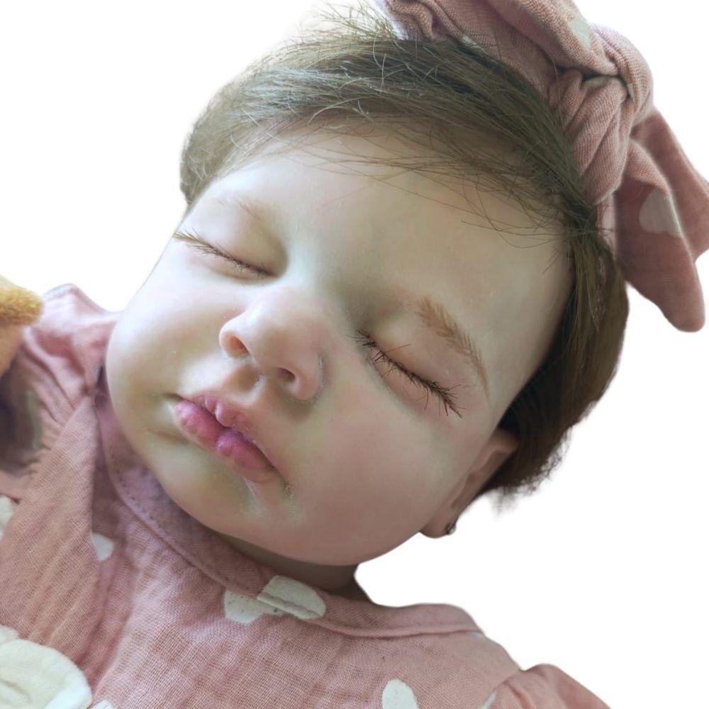 Bebê Reborn Menina Artesanal Olhos Fechados Toda De Silicone De Vínil Macia - 1