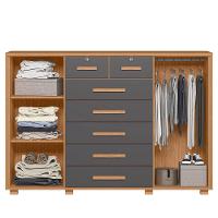 Cômoda Sapateira Grande 7 Gavetas 2 Portas Mdp Mdf Santana Freijó Titanium - 2