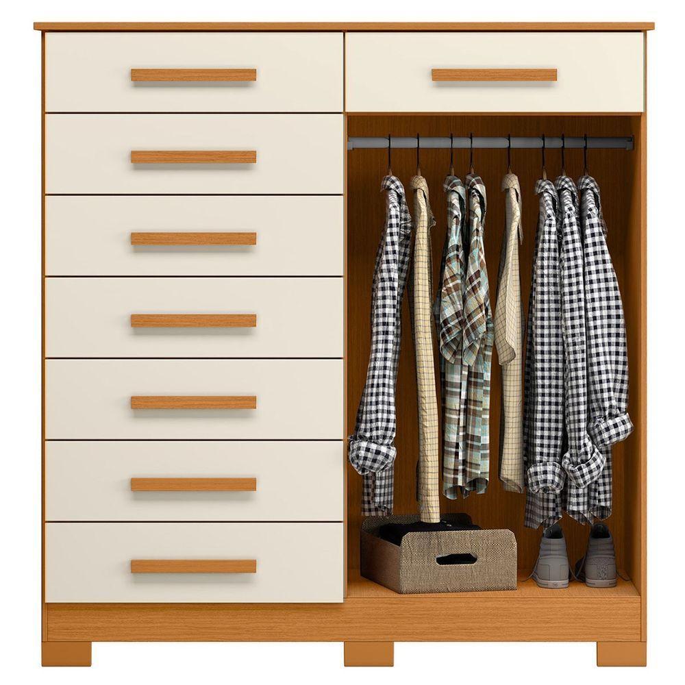 Cômoda Sapateira Alta Julieta 8 Gavetas 2 Portas Cinamomo Off White - 4