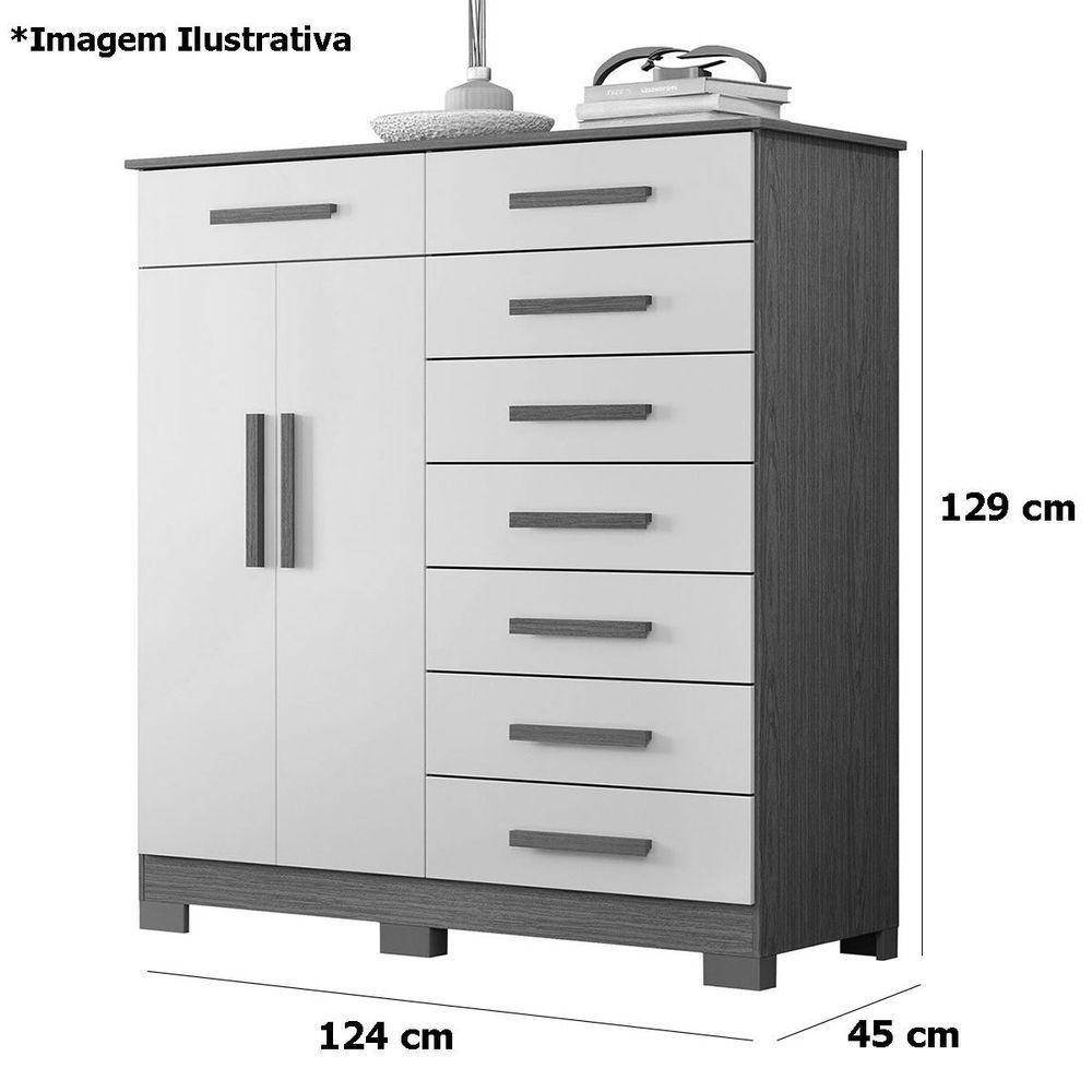 Cômoda Sapateira Alta Julieta 8 Gavetas 2 Portas Cinamomo Off White - 5