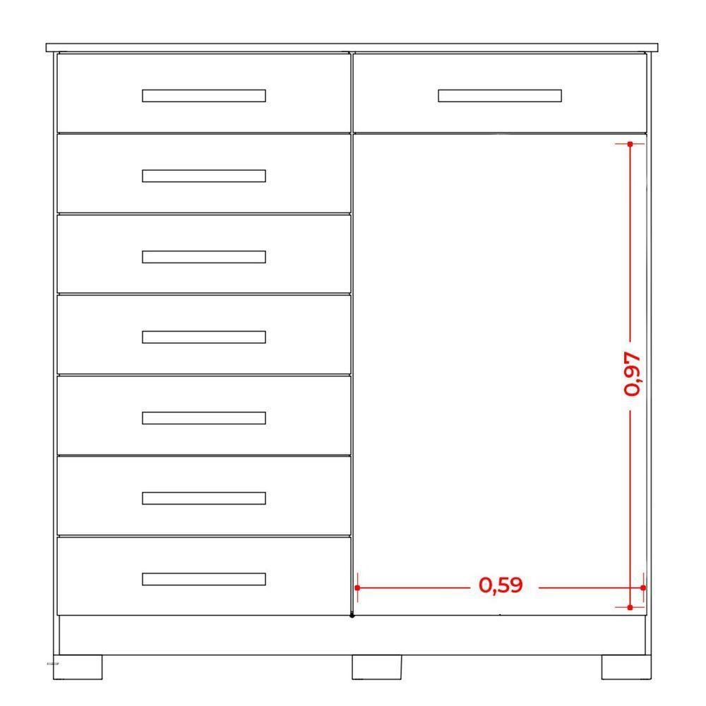 Cômoda Sapateira Alta Julieta 8 Gavetas 2 Portas Cinamomo Off White - 8