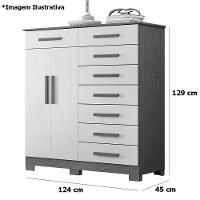 Cômoda Sapateira Alta Julieta 8 Gavetas 2 Portas Cinamomo Off White - 5