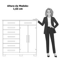Cômoda Sapateira Alta Julieta 8 Gavetas 2 Portas Cinamomo Off White - 7