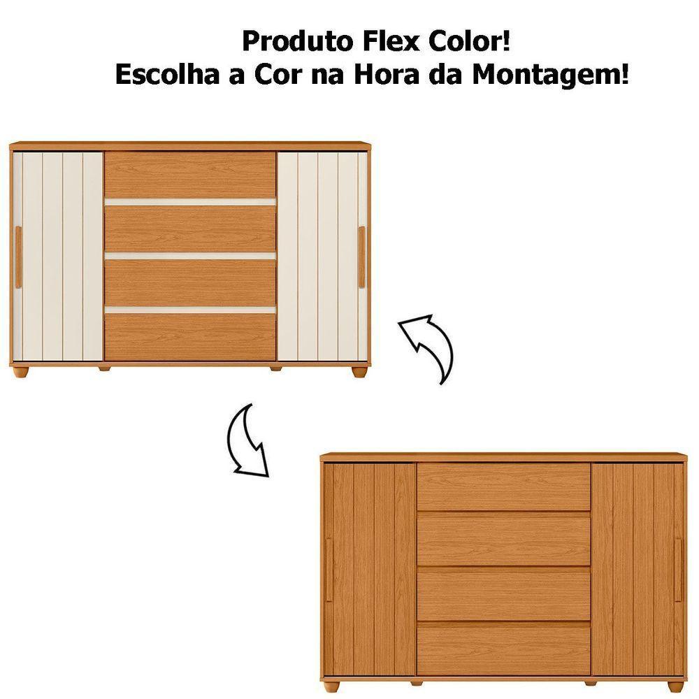 Cômoda Sapateira Grande 4 Gavetas 2 Portas Flex Evidência Cinamomo Off White - 2