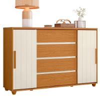 Cômoda Sapateira Grande 4 Gavetas 2 Portas Flex Evidência Cinamomo Off White - 1