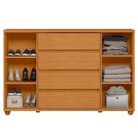 Cômoda Sapateira Grande 4 Gavetas 2 Portas Flex Evidência Cinamomo Off White