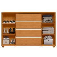 Cômoda Sapateira Grande 4 Gavetas 2 Portas Flex Evidência Cinamomo Off White - 5