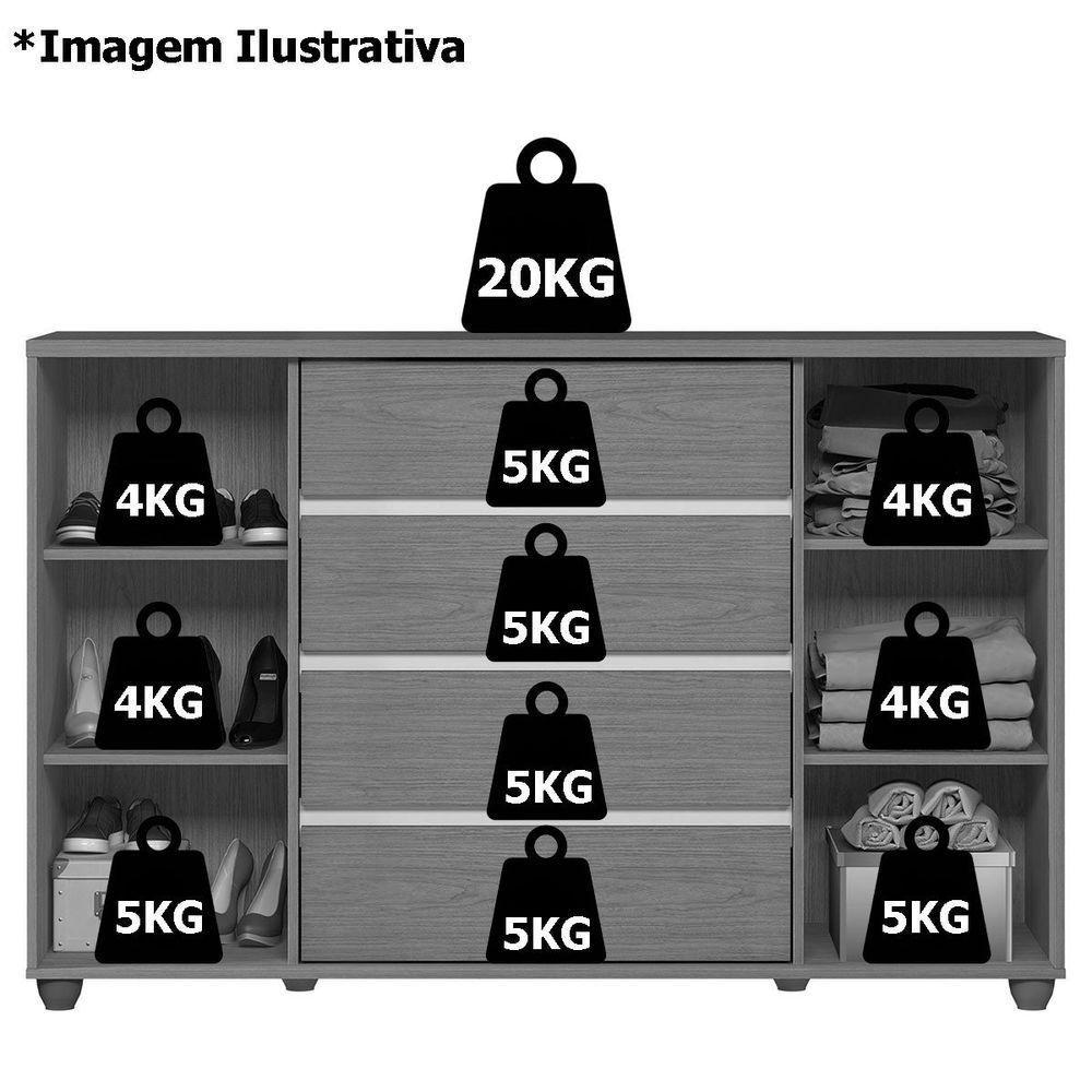 Cômoda Sapateira Grande 4 Gavetas 2 Portas Flex Evidência Freijó Off White Titanium - 8