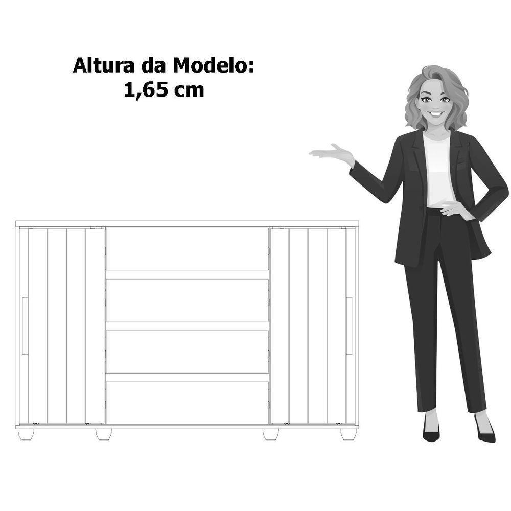 Cômoda Sapateira Grande 4 Gavetas 2 Portas Flex Evidência Freijó Off White Titanium - 9