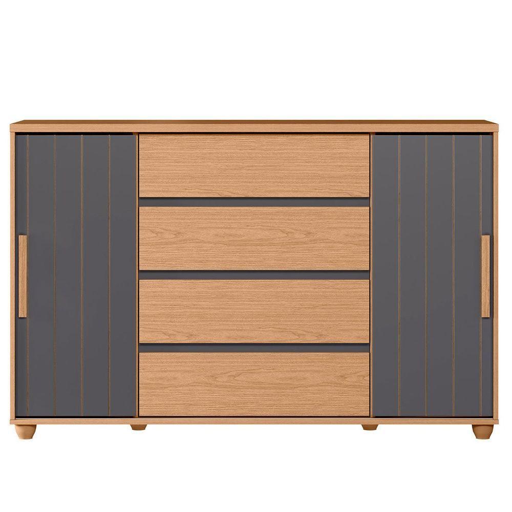 Cômoda Sapateira Grande 4 Gavetas 2 Portas Flex Evidência Freijó Off White Titanium - 10