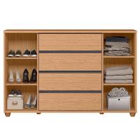 Cômoda Sapateira Grande 4 Gavetas 2 Portas Flex Evidência Freijó Off White Titanium