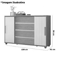 Cômoda Sapateira Grande 4 Gavetas 2 Portas Flex Evidência Freijó Off White Titanium - 6