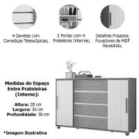 Cômoda Sapateira Grande 4 Gavetas 2 Portas Flex Evidência Freijó Off White Titanium - 7
