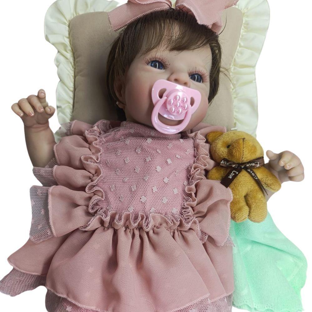 Bebê Reborn Menina Olhos Abertos Artesanal Corpo De Pano Macio Antialérgico - 1