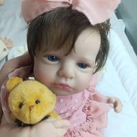 Bebê Reborn Menina Olhos Abertos Artesanal Corpo De Pano Macio Antialérgico - 3