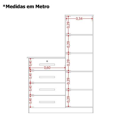 Cômoda Guarda-roupa Caribe 4 Gavetas 1 Porta Com Espelho Cinamomo Off White