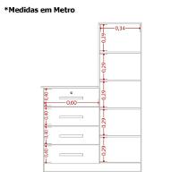 Cômoda Guarda-roupa Caribe 4 Gavetas 1 Porta Com Espelho Cinamomo Off White - 1