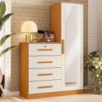 Cômoda Guarda-roupa Caribe 4 Gavetas 1 Porta Com Espelho Cinamomo Off White - 2