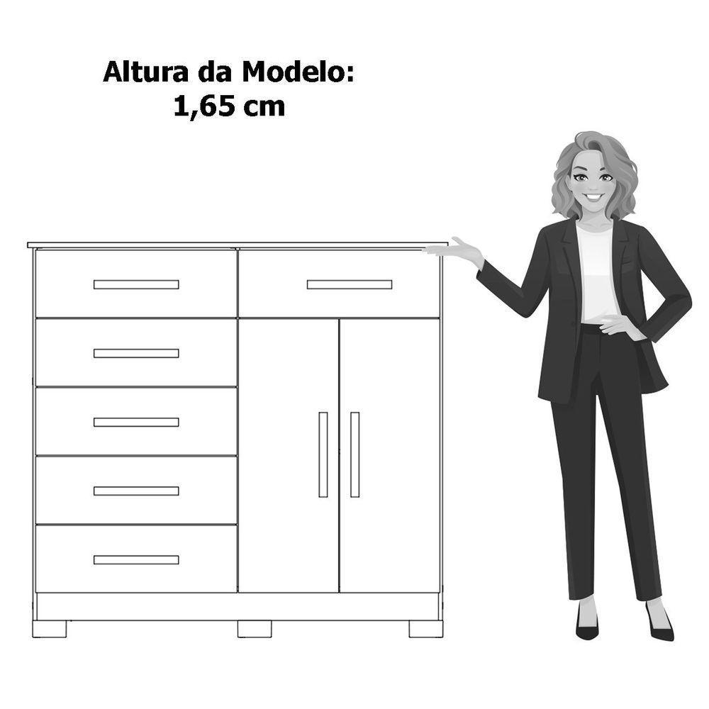 Cômoda Sapateira Mandarim 6 Gavetas 2 Portas Mdp Cinamomo Off White - 5