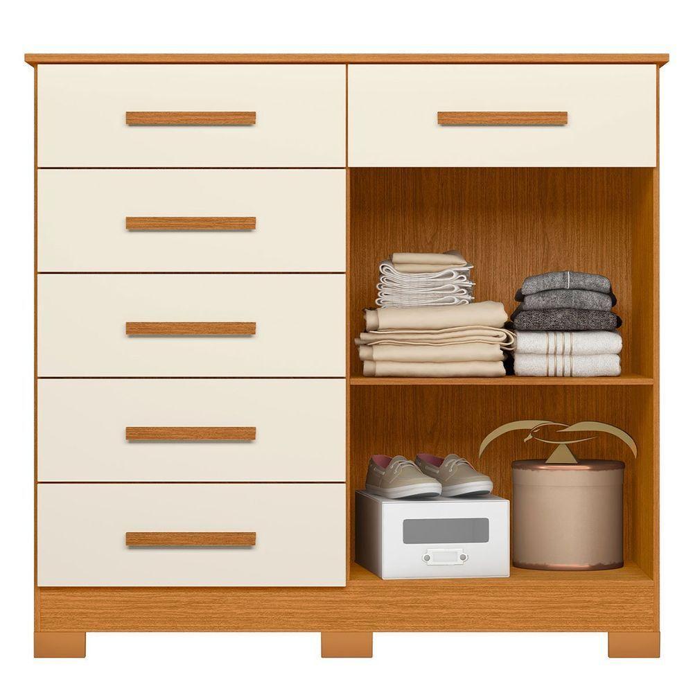 Cômoda Sapateira Mandarim 6 Gavetas 2 Portas Mdp Cinamomo Off White - 7