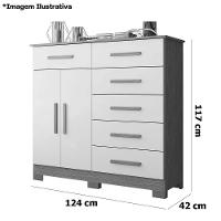 Cômoda Sapateira Mandarim 6 Gavetas 2 Portas Mdp Cinamomo Off White - 2