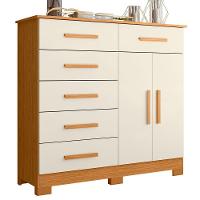 Cômoda Sapateira Mandarim 6 Gavetas 2 Portas Mdp Cinamomo Off White - 6