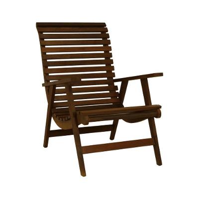 Poltrona Summer Assento E Encosto Ripado Madeira Maciça Imbuia Stain Imbuia Decorise