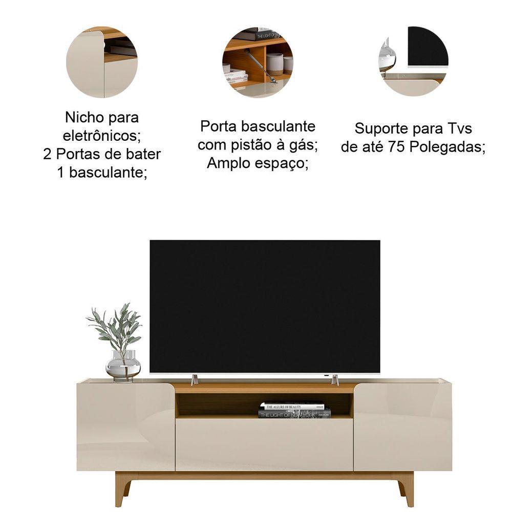 Rack Para Tv Até 75 Polegadas 3 Portas Com Nicho Odette Tauari Off White - 7