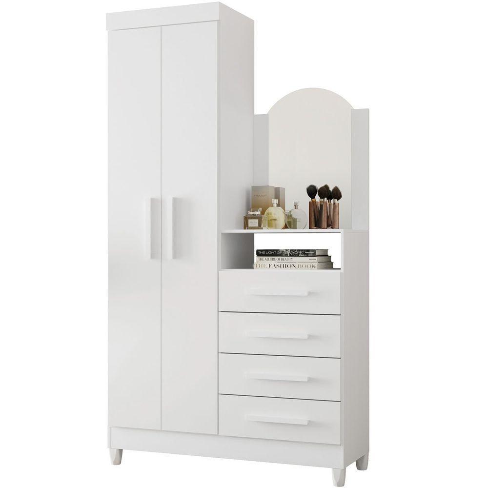 Guarda-roupa Solteiro Com Cômoda Capri 2 Portas Branco - 1