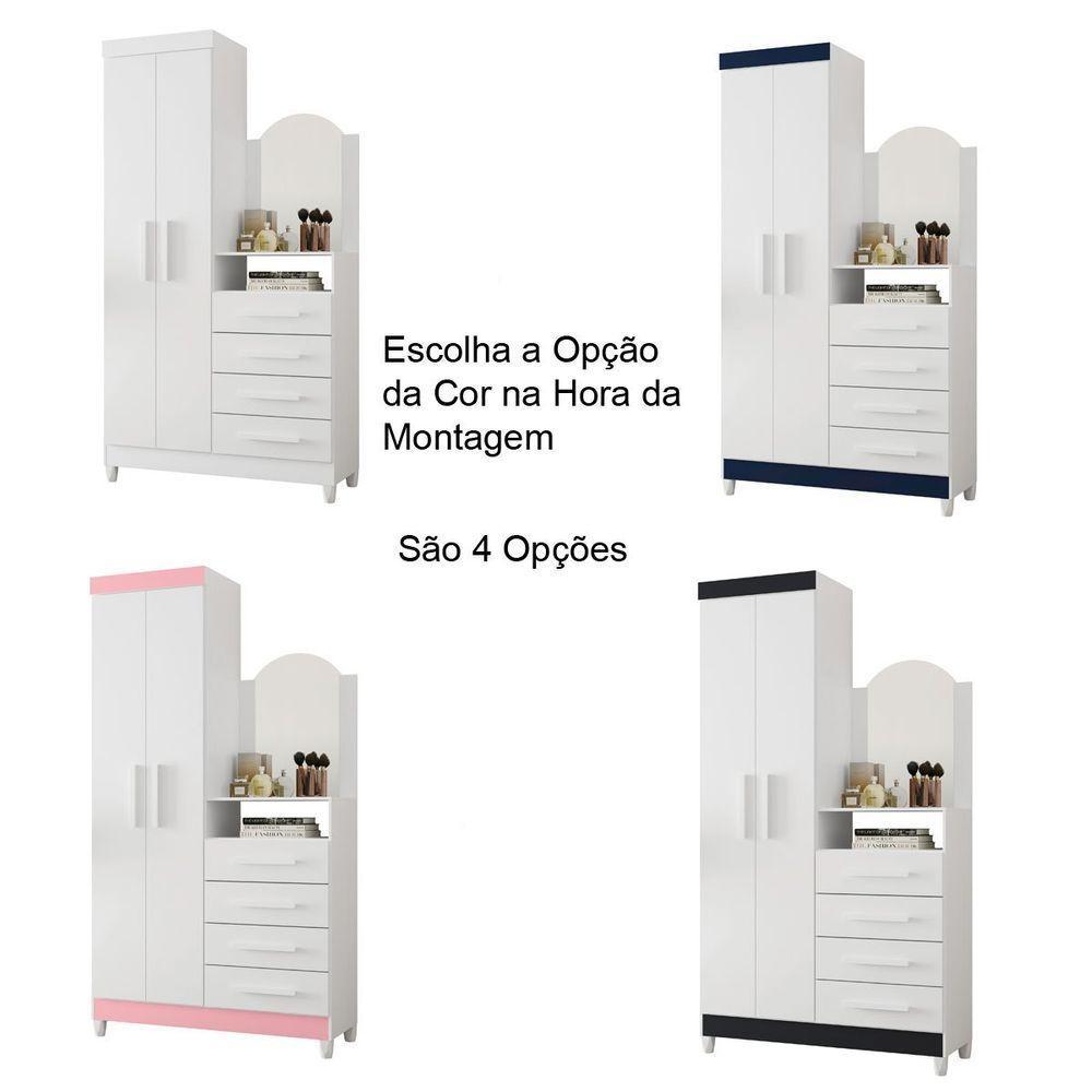 Guarda-roupa Solteiro Com Cômoda Capri 2 Portas Branco - 3