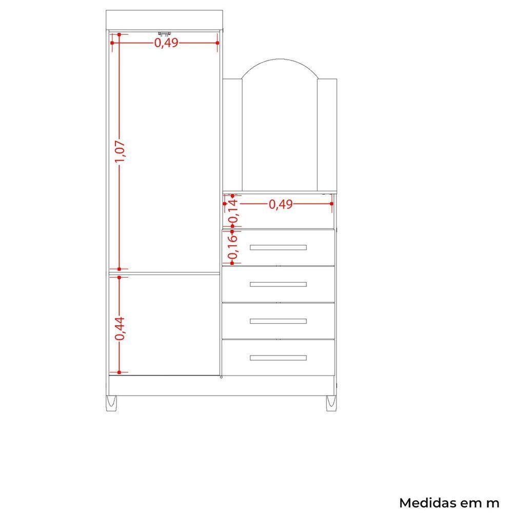 Guarda-roupa Solteiro Com Cômoda Capri 2 Portas Branco - 5