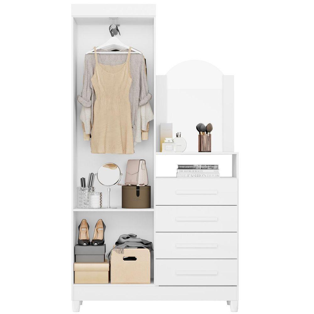 Guarda-roupa Solteiro Com Cômoda Capri 2 Portas Branco - 6