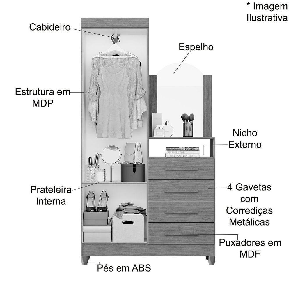 Guarda-roupa Solteiro Com Cômoda Capri 2 Portas Branco - 7